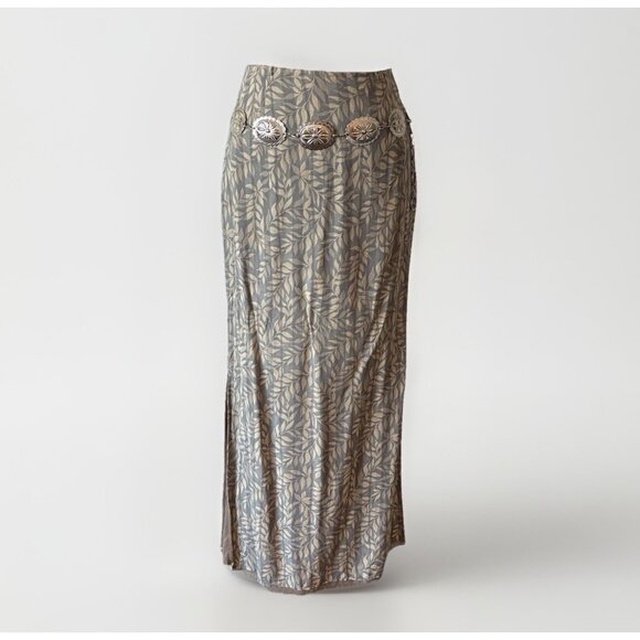 Y2K Banana Republic Womens Silk Midi Skirt Sz 2 Forest Fairy Boho Whimsy - Picture 2 of 15